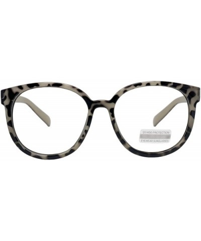 Oversized Big Round Horn Rimmed Eye Glasses Clear Lens Oval Frame Non Prescription - Beige Leopard 92815 - C018ANCZXDC $7.00 ...