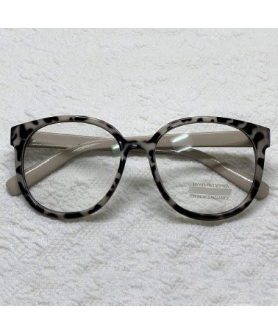 Oversized Big Round Horn Rimmed Eye Glasses Clear Lens Oval Frame Non Prescription - Beige Leopard 92815 - C018ANCZXDC $7.00 ...