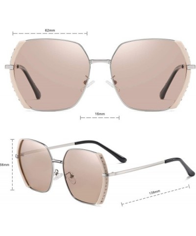 Women's Classic Fashion Polarized Sunglasses 100% UV Protection - Light Bown-silver - C41900SMRIL $11.16 Square