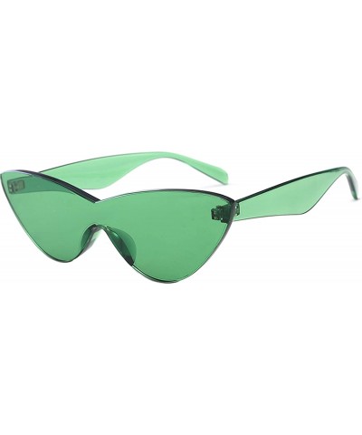 Fashion One Piece Rimless Clear Lens Color Candy Cat Eye Sunglasses9807 - Green - CC18ILHZ9AH $5.25 Rimless