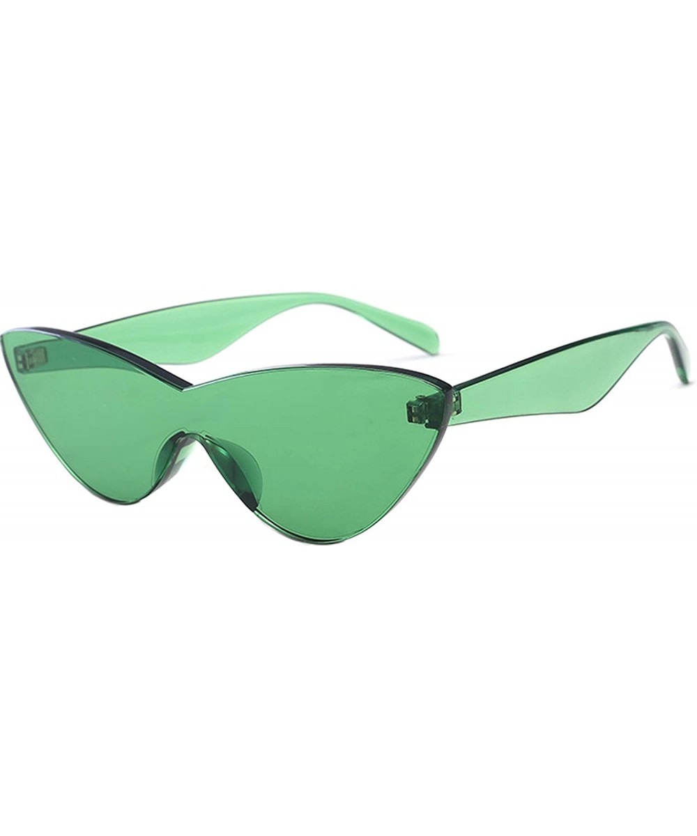 Fashion One Piece Rimless Clear Lens Color Candy Cat Eye Sunglasses9807 - Green - CC18ILHZ9AH $5.25 Rimless