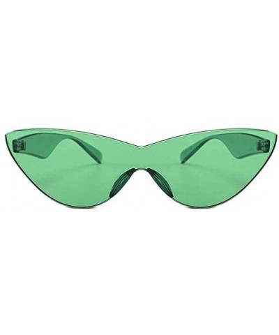 Fashion One Piece Rimless Clear Lens Color Candy Cat Eye Sunglasses9807 - Green - CC18ILHZ9AH $5.25 Rimless