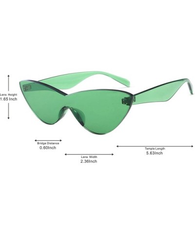 Fashion One Piece Rimless Clear Lens Color Candy Cat Eye Sunglasses9807 - Green - CC18ILHZ9AH $5.25 Rimless