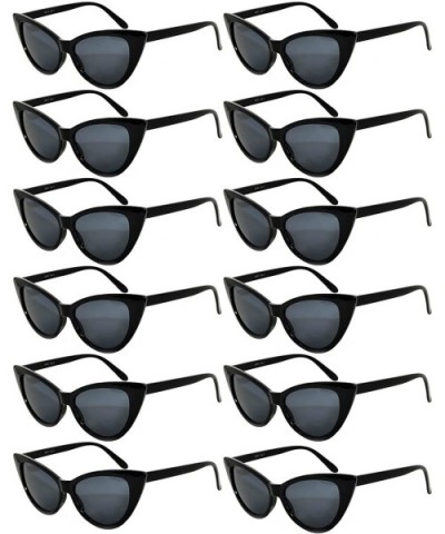 Retro Women's Cat Eye Vintage Sunglasses Smoke Lens 12 PCS wholesale - Cat_eye_12p_smoke_blk - CR185UIU6RM $30.08 Cat Eye