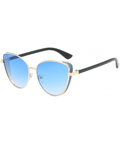 Women's Fashion Sunglasses Large Frame Vintage Shade Glasses - Blue - C018TQY76K7 $5.96 Sport