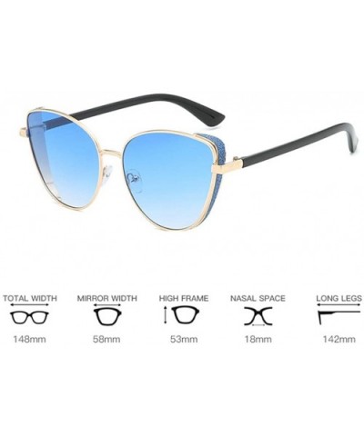 Women's Fashion Sunglasses Large Frame Vintage Shade Glasses - Blue - C018TQY76K7 $5.96 Sport