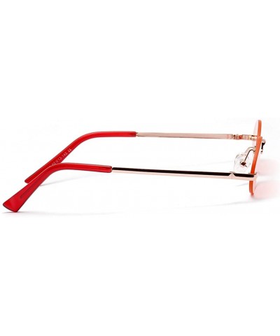 Men Frameless Sunglasses Oval Women Metal Sun Glasses Male Retro Clear Color Yellow - Pink - CO18AOL8627 $6.50 Rimless