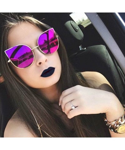 Women Ladies Cat Eye Heart Round Integral Square Oversized Metal Sunglasses - Fan_3p_7mix - CF17YDE887O $11.43 Aviator