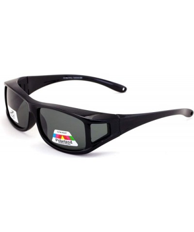 Polarized Fit Over Glasses Sunglasses 60mm Rectangular Frame - Black - CP192RXL4UR $9.50 Rectangular