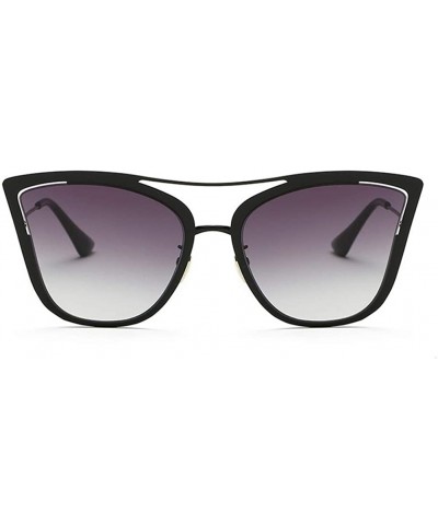 Oversized Cat Eye Sunglasses for Women Metal Frame Gradient Lens Eyeglasses - C6 Bule Mirror - CY1987AHYX8 $13.34 Cat Eye