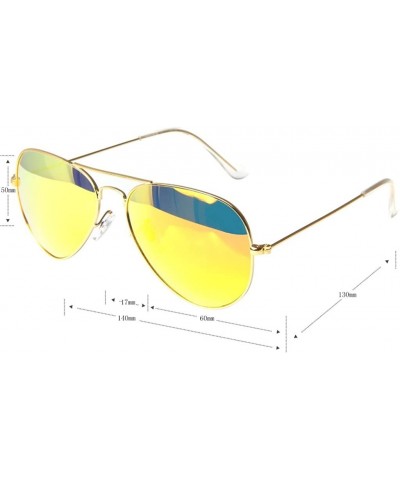 Polarized Aviator Sunglasses for Men Women Classic Vintage Sunglasses 55mm 3pairs lsp3025 gold silver and green - C311YI4YAWJ...