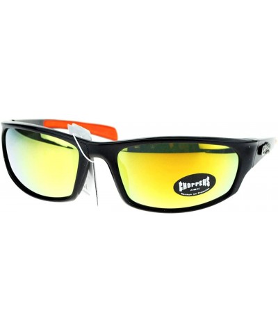 Mens Sunglasses Sports Biker Fashion Oval Wrap Around Frame - Black Orange - CN11ZZJURVZ $8.06 Oval
