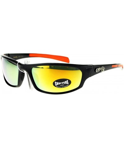 Mens Sunglasses Sports Biker Fashion Oval Wrap Around Frame - Black Orange - CN11ZZJURVZ $8.06 Oval