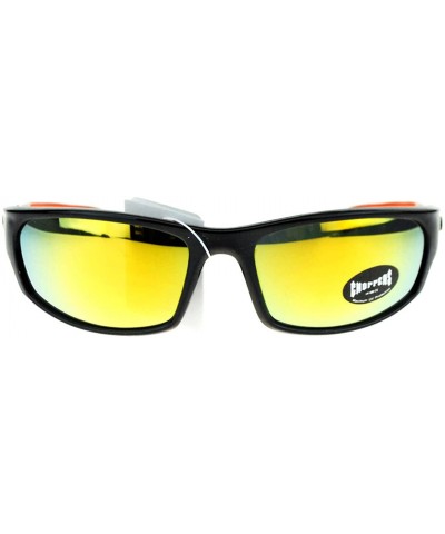 Mens Sunglasses Sports Biker Fashion Oval Wrap Around Frame - Black Orange - CN11ZZJURVZ $8.06 Oval