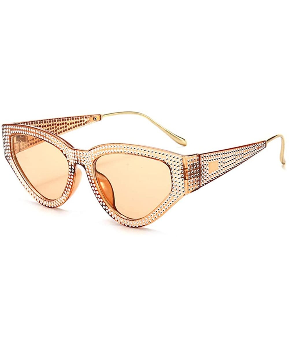 Exaggerated personality sunglasses and cat-eye sunglasses with diamonds - Tea Slices - CV1999IZ5I8 $24.31 Cat Eye