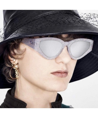 Exaggerated personality sunglasses and cat-eye sunglasses with diamonds - Tea Slices - CV1999IZ5I8 $24.31 Cat Eye