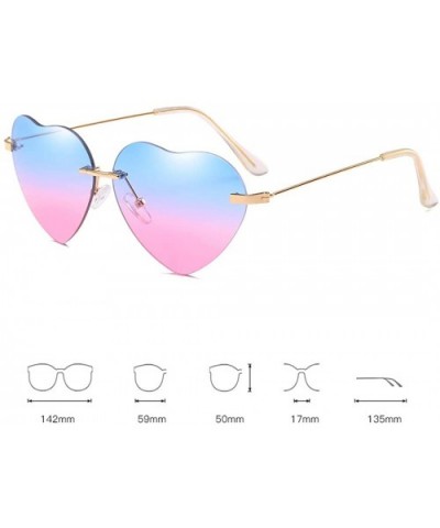 Heart Sunglasses Thin Metal Frame Lovely Heart Style for Women - Pink and Blue - CN18Q9G29MR $9.81 Goggle