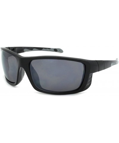 Men's Full Frame Sports Sunglasses with Flash Mirror Lenses 570058/FM - Black - CS1271CD4V3 $6.41 Sport