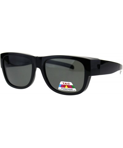 Mens Polarized Folding Compact Fit Over Rectangular 52mm Plastic Sunglasses - All Black - CP18G7WILRE $11.39 Rectangular