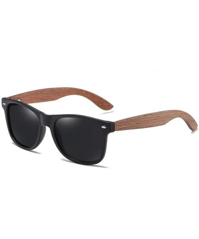 Walnut Wooden Polarized Men's Sunglasses Square Frame Sun Glasses Women Oculos De Sol Masculino S7061h - Black - CL1985IIYNG ...