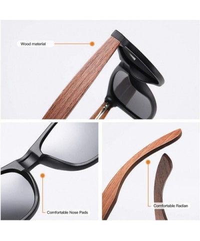 Walnut Wooden Polarized Men's Sunglasses Square Frame Sun Glasses Women Oculos De Sol Masculino S7061h - Black - CL1985IIYNG ...
