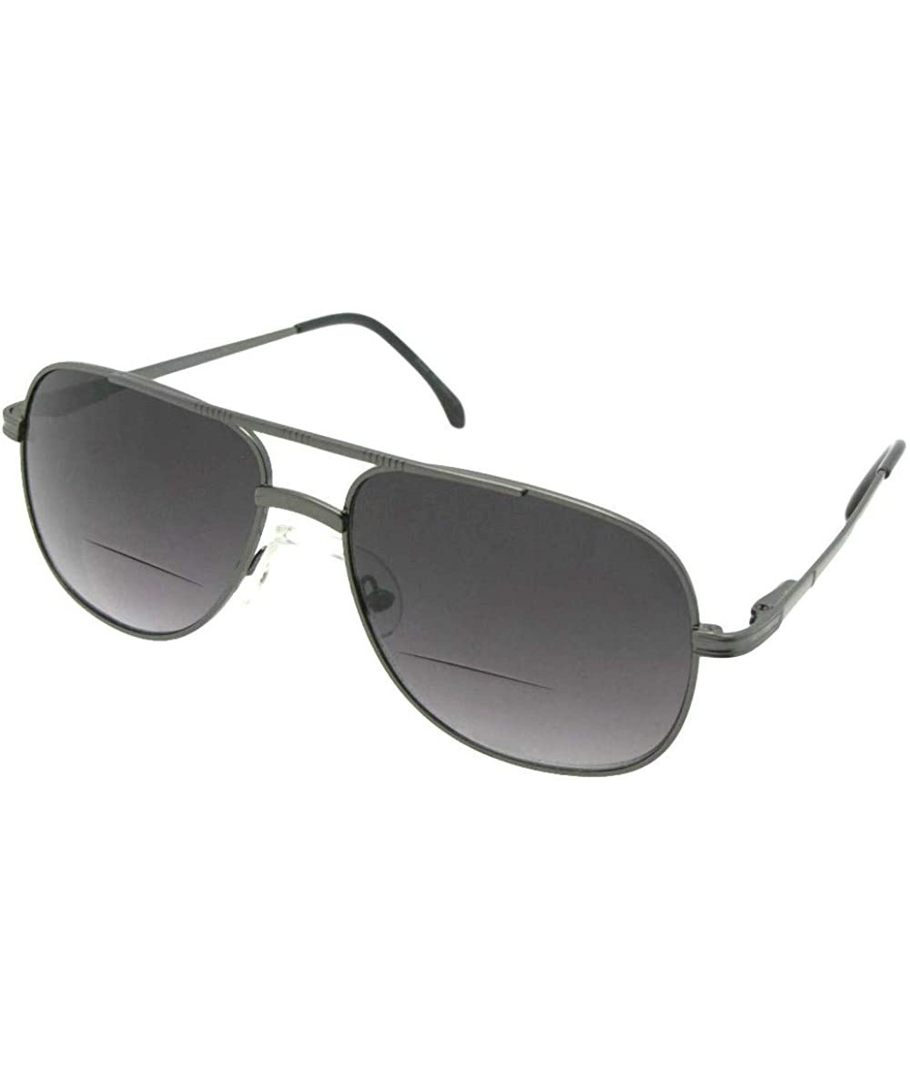 Men's Square Aviator Bifocal Sunglasses With Nose Padding B50 - Pewter Frame-non Polarized Gray Lens - CJ18CIY0X4N $11.40 Avi...