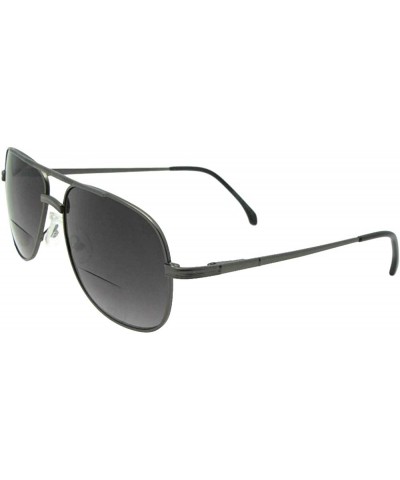 Men's Square Aviator Bifocal Sunglasses With Nose Padding B50 - Pewter Frame-non Polarized Gray Lens - CJ18CIY0X4N $11.40 Avi...