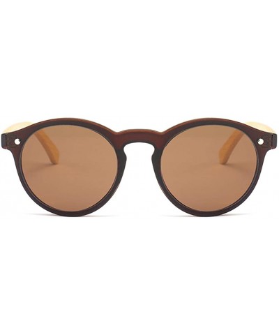 One Piece Lens Sunglasses Men Bamboo Mirror Round Sun Glasses Women Unisex - Brown - CH18IIX4ULU $9.22 Round