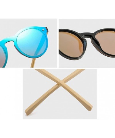 One Piece Lens Sunglasses Men Bamboo Mirror Round Sun Glasses Women Unisex - Brown - CH18IIX4ULU $9.22 Round