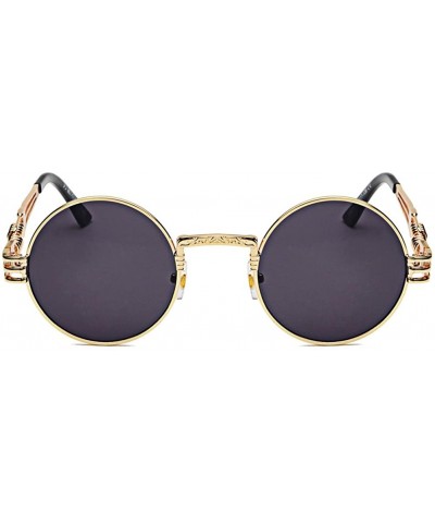 Vintage Round Sunglasses Men Black Retro Punk Sun Glasses Women Summer 2018 - Gold With Black - CQ18E7NIIYE $10.84 Round