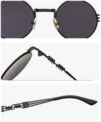 Vintage Round Sunglasses Men Black Retro Punk Sun Glasses Women Summer 2018 - Gold With Black - CQ18E7NIIYE $10.84 Round