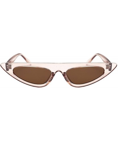 Women Fashion Unisex Cat Eye Shades Sunglasses Polarized Integrated UV Candy Colored Glasses 60'S Style - Coffee - CO1947UG06...