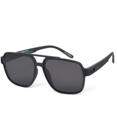 Mens Polarized 100% UV Protection Aviator Rectangular Sunglasses for Men driving - Black/Green Line - CL18WI3TMYW $12.88 Aviator