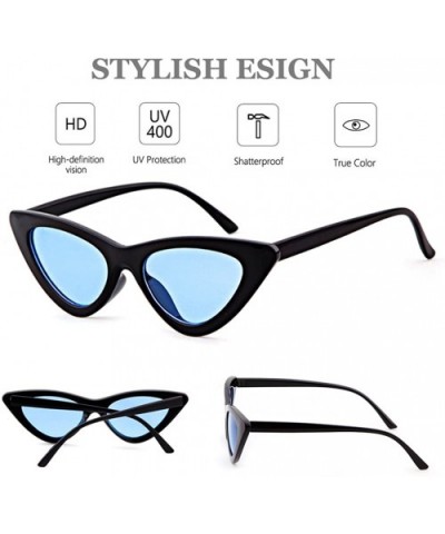 Women Clout Goggles Cat Eye Sunglasses Vintage Mod Style Retro Kurt Cobain Sunglasses - Black Frame Blue Lens - C918CZTX6Z3 $...