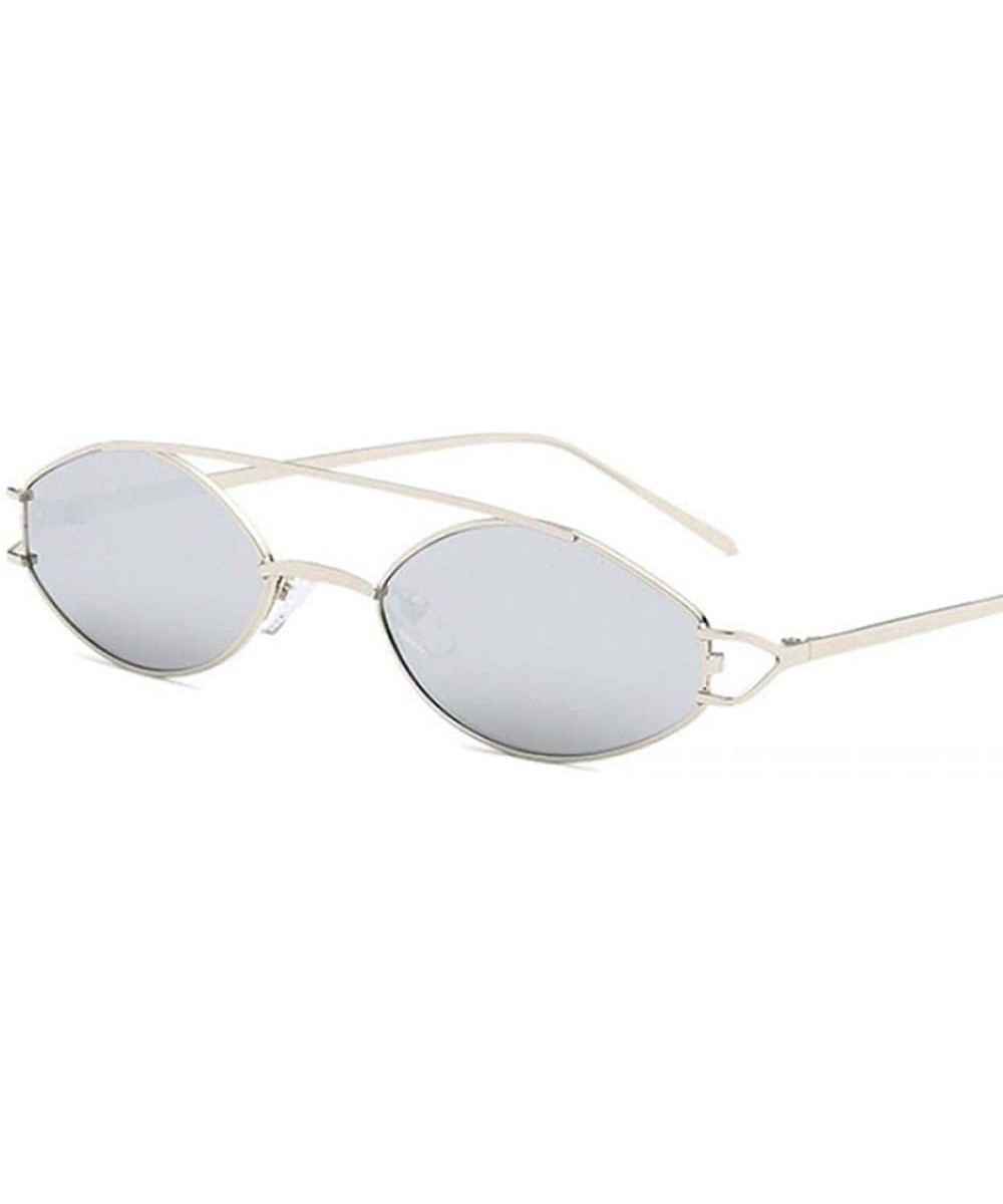 Small Cat Eye Sunglasses Men Women 2019 Fashion Metal Frame Shades UV400 Yellow - Silver Silver - C718YNDEG2K $9.59 Aviator