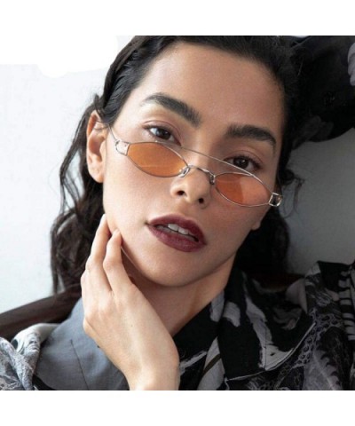 Small Cat Eye Sunglasses Men Women 2019 Fashion Metal Frame Shades UV400 Yellow - Silver Silver - C718YNDEG2K $9.59 Aviator