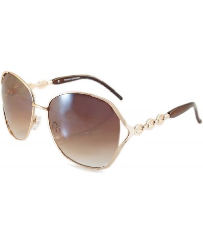 Luxury Chic Metal Chain Open Temple Butterfly Oversize Sunglasses A046 - Brown/ Brown - CD187IZ939X $10.32 Butterfly