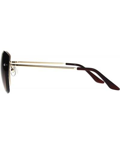 Womens Designer Fashion Sunglasses Beveled Rimless Square Frame UV 400 - Gold (Brown) - C9189STR4XL $7.44 Rimless