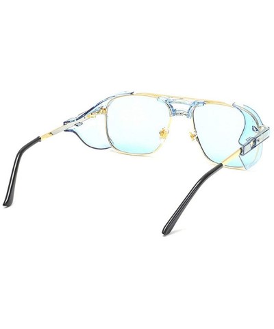Punk Windproof Square Retro Sunglasses Men Women Fashion Party Sunglasses UV Protection Sunglasses - Blue - CM1944AE0L4 $10.4...