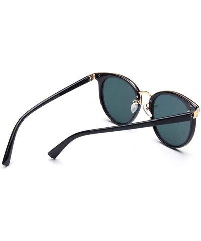 Coating Cat Eye Sunglasses for Women Round Sunglasses Female Cateye Glasses - Black Silver - C9199CGEMYM $10.58 Round