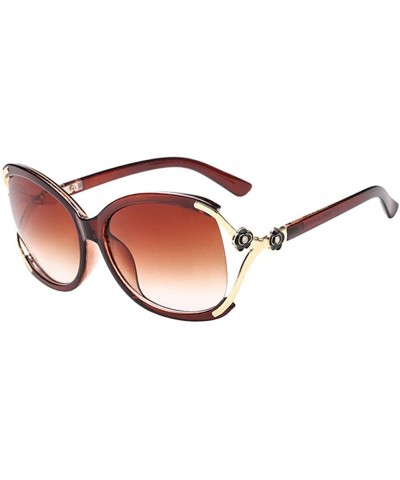 Fashion Elegant Oversize Flower Sunglasses Women Vintage Eyewear - Brown Frame & Brown Lens - CA18CWACDOQ $6.81 Oversized