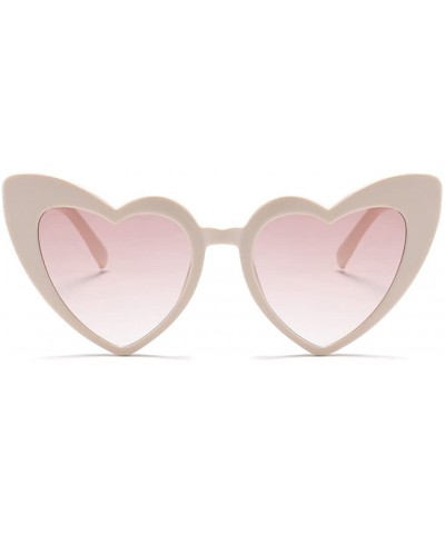 Women Oversized Love Heart Shaped Sunglasses Plastic Frame for Lady Big Girls - Beige - C518GDR9C7Q $4.83 Goggle