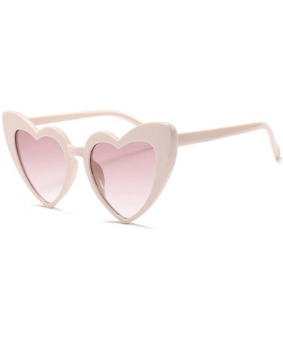 Women Oversized Love Heart Shaped Sunglasses Plastic Frame for Lady Big Girls - Beige - C518GDR9C7Q $4.83 Goggle