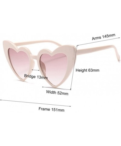 Women Oversized Love Heart Shaped Sunglasses Plastic Frame for Lady Big Girls - Beige - C518GDR9C7Q $4.83 Goggle