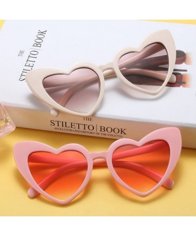 Women Oversized Love Heart Shaped Sunglasses Plastic Frame for Lady Big Girls - Beige - C518GDR9C7Q $4.83 Goggle