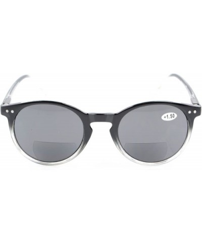 Key Hole Style Bifocal Sun Readers Spring Hinge Round Reading Sunglasses - Black Clear - C1180N7Z4XC $9.96 Round