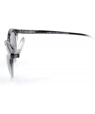 Key Hole Style Bifocal Sun Readers Spring Hinge Round Reading Sunglasses - Black Clear - C1180N7Z4XC $9.96 Round