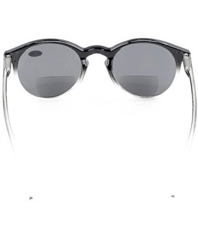 Key Hole Style Bifocal Sun Readers Spring Hinge Round Reading Sunglasses - Black Clear - C1180N7Z4XC $9.96 Round