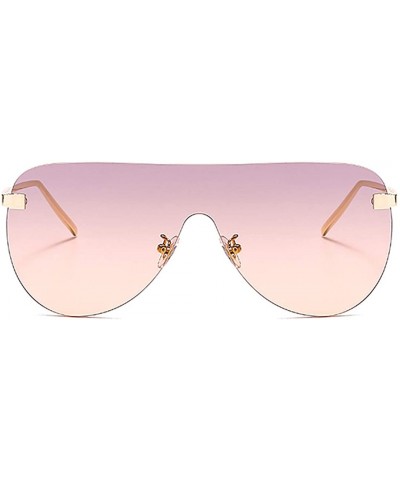 Rimless Mirrored Lens One Piece Sunglasses UV400 Protection for Women Men - Purple/Brown - C9198SEQWR8 $11.87 Semi-rimless