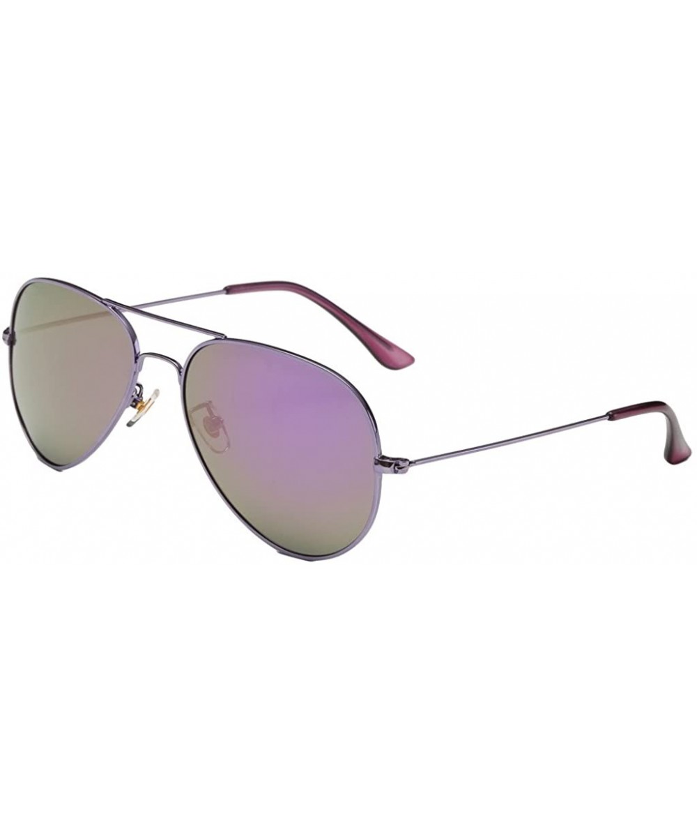 Women's Full Mirrored Aviator Polarized Sunglasses Uv400 56mm - Purple/Purple - CX12FPZNRPV $9.08 Aviator
